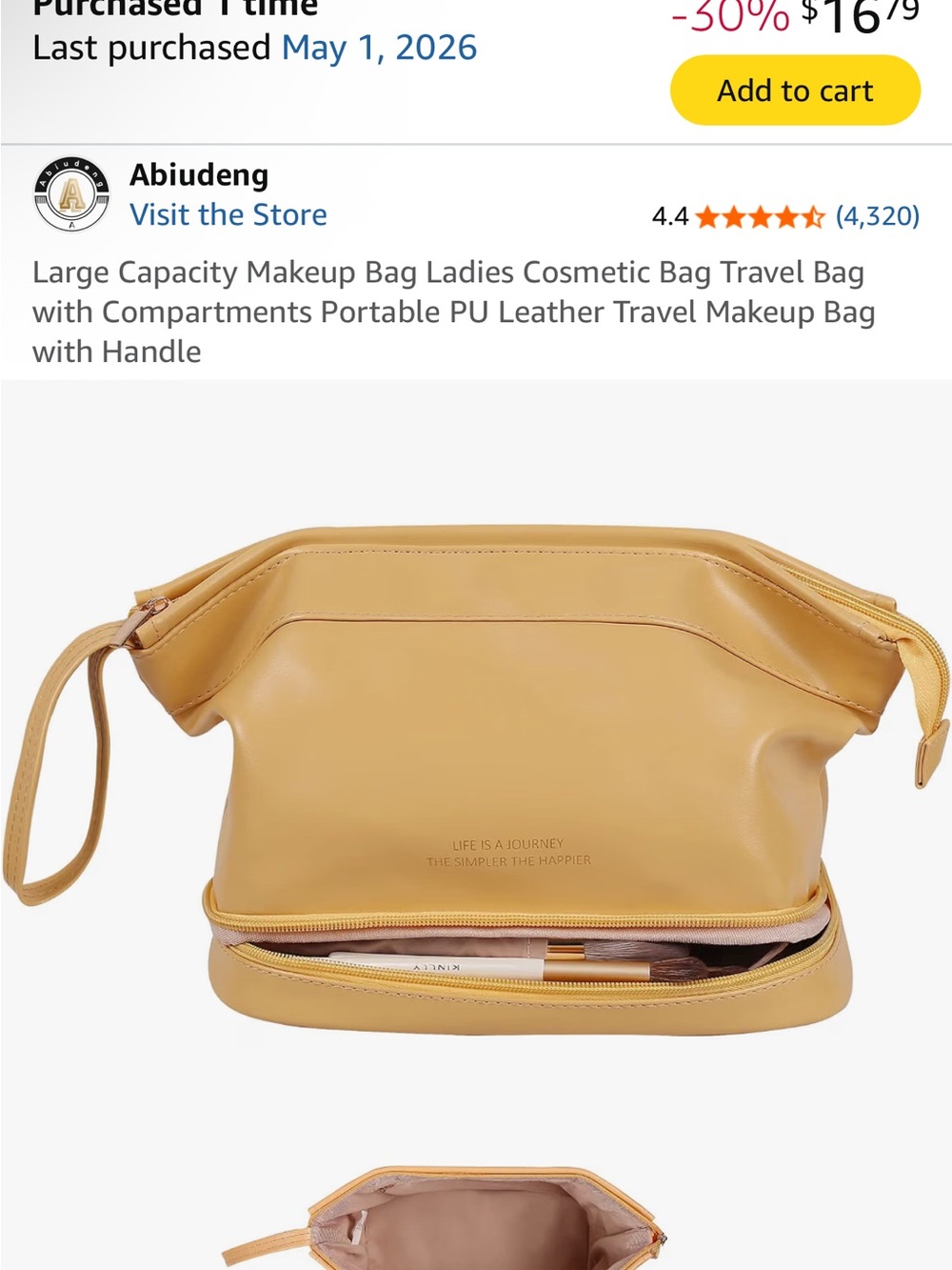 Large Yellow Cosmetic bag New in box